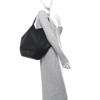 KHAITE Pebbled Sport Calfskin Medium Lotus Tote Black