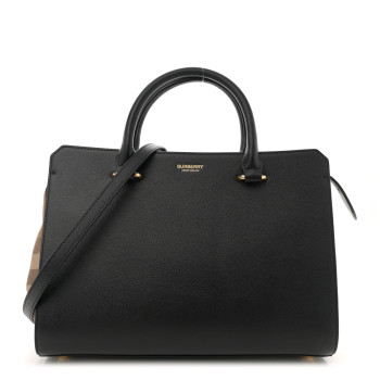BURBERRY Calfskin Mega Check Small Banwell Tote Black