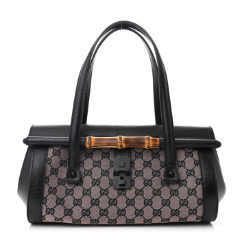 GUCCI Monogram Bamboo Bullet Handbag Black