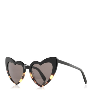 SAINT LAURENT Acetate Heart Frame Loulou SL181 Sunglasses Black White Havana