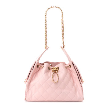 CHANEL Caviar Quilted Small Chanel 25 Handbag Light Pink