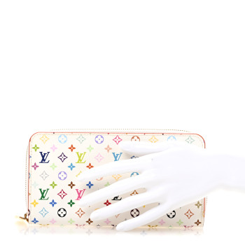 LOUIS VUITTON Monogram Multicolor Zippy Wallet White Litchi