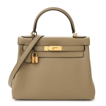 HERMES Taurillon Clemence Kelly Retourne 28 Beige Marfa