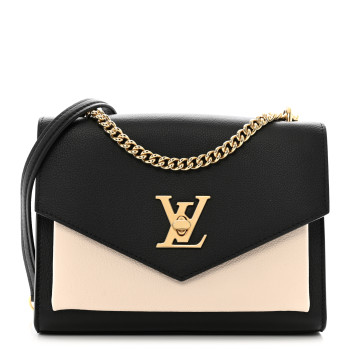 LOUIS VUITTON Soft Calfskin Mylockme Chain Bag BB Black Creme