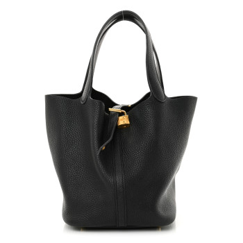 HERMES Taurillon Clemence Picotin Lock 22 MM Black