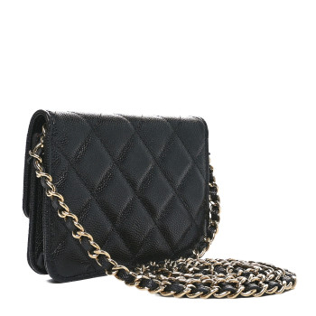 CHANEL Caviar Quilted Mini Chain Bag Black