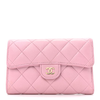CHANEL Lambskin Quilted Medium Flap Wallet Pink