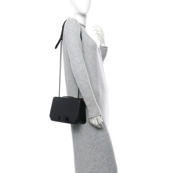 SALVATORE FERRAGAMO Smooth Calfskin Vara Bow Chain Flap Crossbody Black