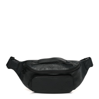 LOUIS VUITTON Calfskin Monogram Shadow Rush BumBag Black