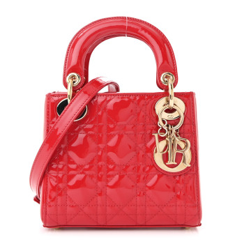 CHRISTIAN DIOR Patent Cannage Mini Lady Dior Red