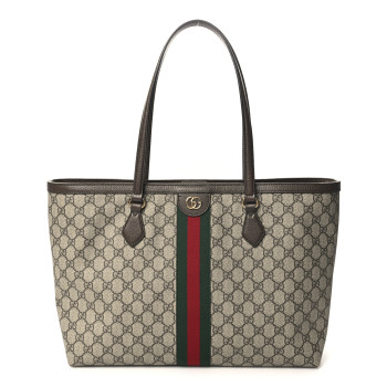 GUCCI GG Supreme Monogram Medium Ophidia Shopping Tote Brown