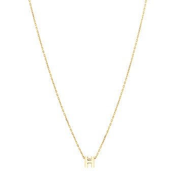 HERMES Lacquered Rose Gold Mini Pop H Pendant Necklace White