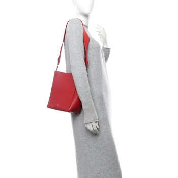 CELINE Soft Grained Calfskin Sangle Bucket Bag Red