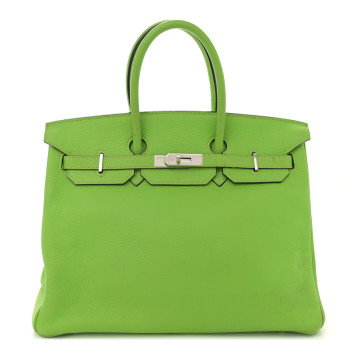 HERMES Taurillon Clemence Birkin 35 Vert Cru