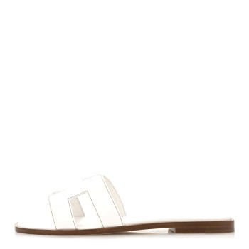 HERMES Box Calfskin Oran Sandals 37 White