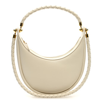BOTTEGA VENETA Smooth Calfskin Hula Hoop Shoulder Bag Sea Salt
