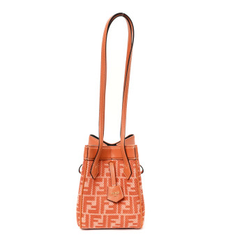 FENDI Jacquard FF Effect Denim Calfskin Mini Fendi Origami White Tangerine