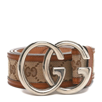 GUCCI Monogram Double G Belt 90 36 Dark Brown