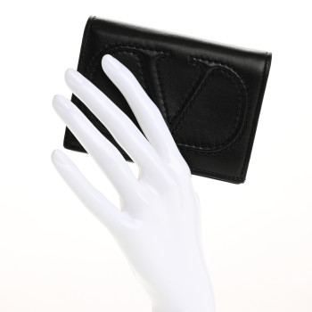 VALENTINO GARAVANI Calfskin Small VLogo Bi-Fold Wallet Black