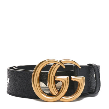 GUCCI X ADIDAS Textured Dollar Calfskin Double G 40mm Belt 75 30 Black