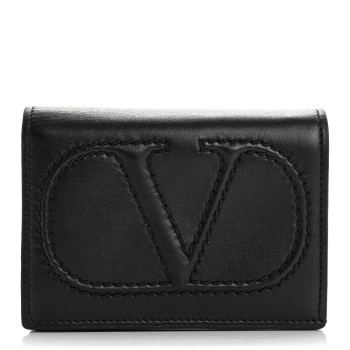 VALENTINO GARAVANI Calfskin Small VLogo Bi-Fold Wallet Black