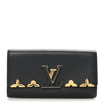 LOUIS VUITTON Taurillon Embellished Capucines Long Wallet Black