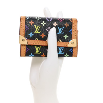 LOUIS VUITTON Monogram Multicolor Porte-Monnaie Plat Coin Purse Black