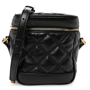 SAINT LAURENT Grain de Poudre Quilted 80's Vanity Bag Black