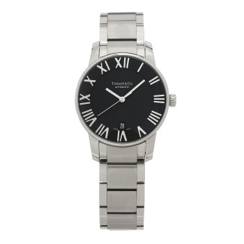 TIFFANY Stainless Steel 37mm Atlas 3-Hand Automatic Watch Black