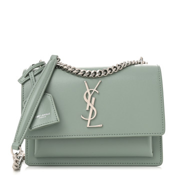SAINT LAURENT Calfskin Small Monogram Sunset Vert Opaline