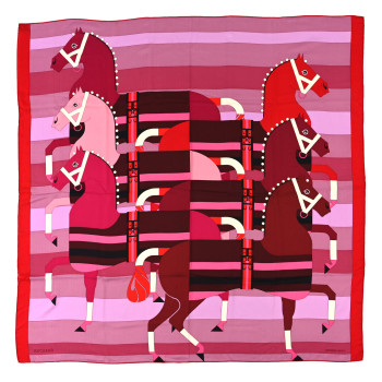 HERMES Cashmere Silk Rocabar Shawl 140 Rouge Rose Parme