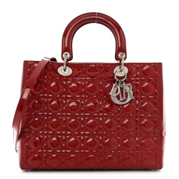 CHRISTIAN DIOR Patent Cannage Large Lady Dior Red