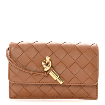 BOTTEGA VENETA Nappa Intrecciato Andiamo Flap Card Case Cognac