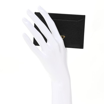 PRADA Saffiano Triangle Card Case Black