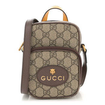 GUCCI GG Supreme Monogram Mini Neo Vintage Double Zip Messenger Bag Beige New Acero Crop