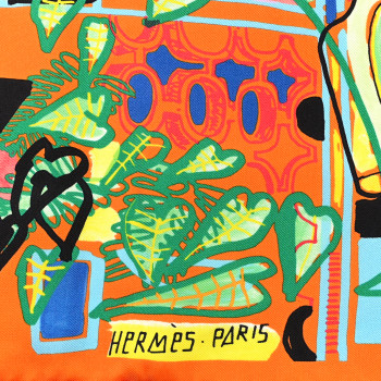 HERMES Silk Modernisme Tropical Scarf 90