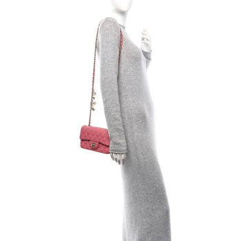 CHANEL Lambskin Quilted Valentine Charms Mini Rectangular Flap Pink