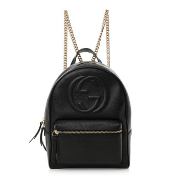 GUCCI Pebbled Calfskin Soho Chain Backpack Black