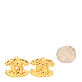 CHANEL Quilted CC Clip On Earrings Gold