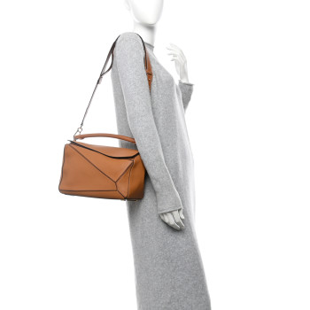 LOEWE Soft Grained Calfskin Medium Puzzle Bag Light Caramel