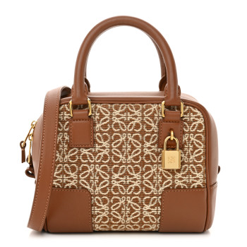 LOEWE Jacquard Anagram Calfskin Mini Amazona 16 Square Bag Tan