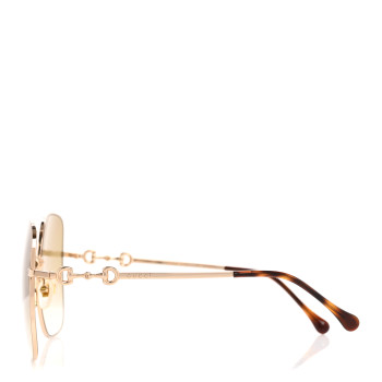 GUCCI Metal Horsebit Square Frame Sunglasses GG0879S Gold