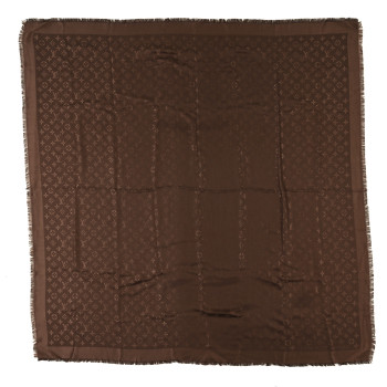 LOUIS VUITTON Silk Lurex Wool Monogram Shine Shawl Brown