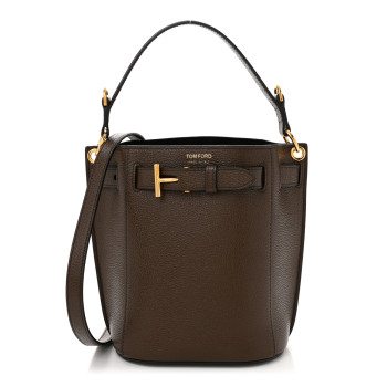 TOM FORD Grained Calfskin Mini Audrey Belt Bucket Bag Dark Khaki