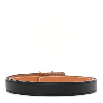 HERMES Swift Epsom 24mm H Torsade Belt 95 38 Black Etoupe