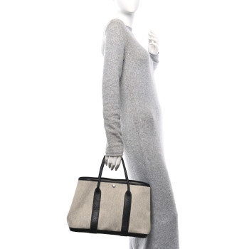 HERMES Toile Buffle Skipper Garden Party 36 MM Tote Black