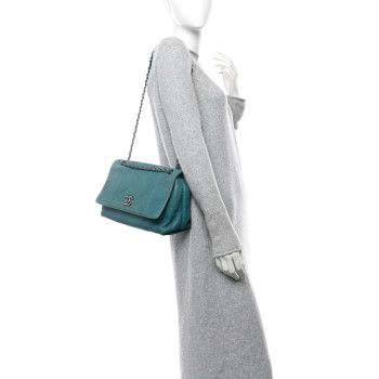 CHANEL Lambskin Quilted Large Soft Touch Flap Green