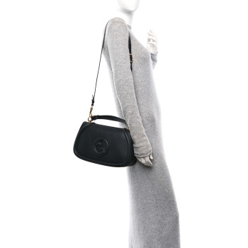 GUCCI Calfskin Large Blondie Top Handle Bag Black