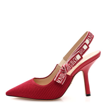 CHRISTIAN DIOR Technical Canvas Ribbon J Adior Slingback 100mm Pumps 36 Cherry