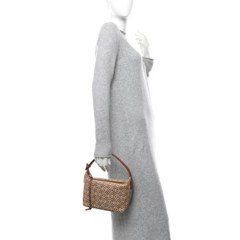 LOEWE Jacquard Anagram Calfskin Small Cubi Bag Tan Pecan